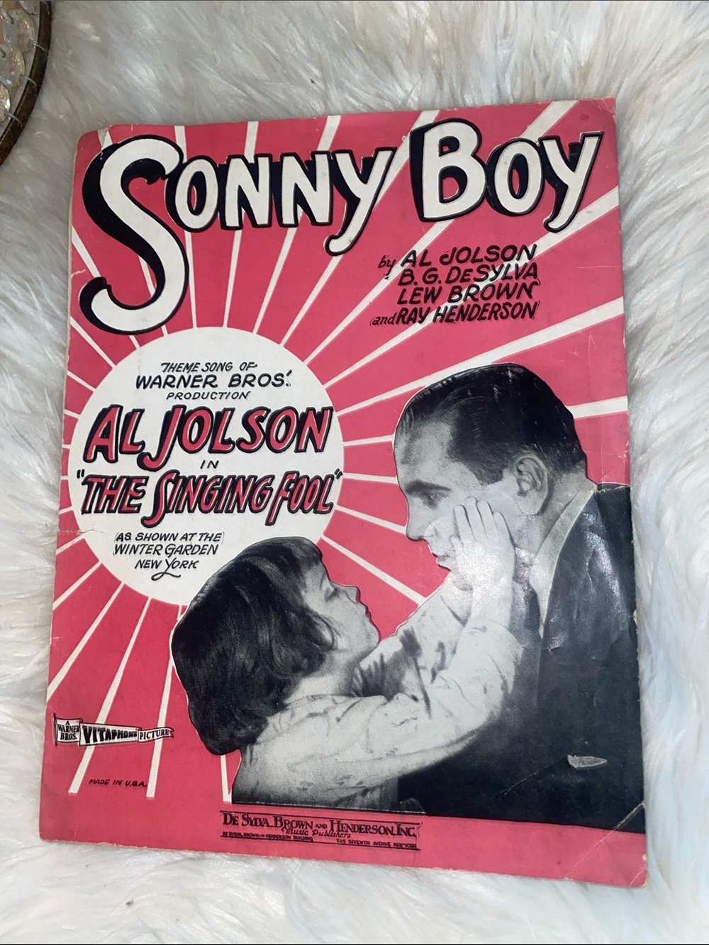 Vintage Sonny Boy Sheet Music - Pink & Black